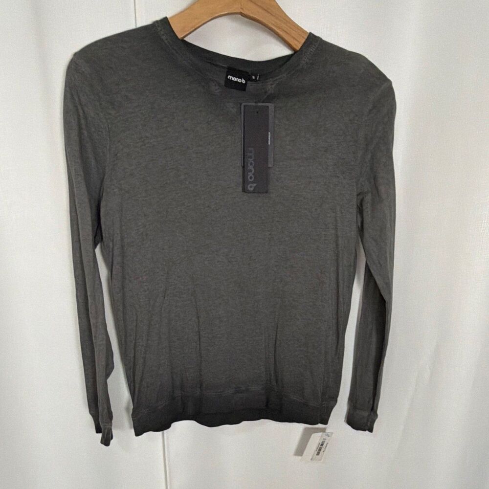 NWT mono b women’s S Gray ombré Crew Neck Pullover long Sleeve shirt